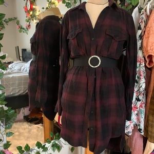 Aritzia Wilfred Free Veronika plaid shirt dress